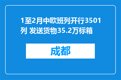 1至2月中欧班列开行3501列 发送货物35.2万标箱