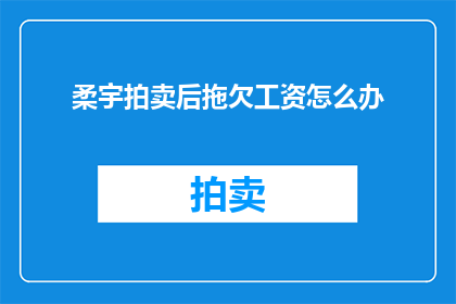 柔宇拍卖后拖欠工资怎么办(面对柔宇公司拍卖后拖欠工资的困境，我们该如何应对？)