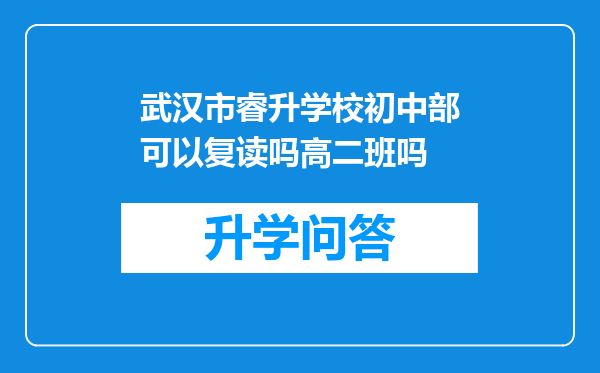武汉市睿升学校初中部可以复读吗高二班吗