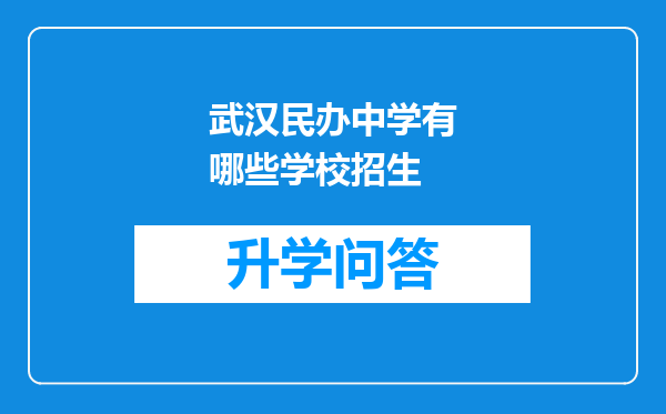 武汉民办中学有哪些学校招生
