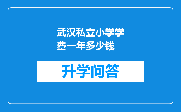 武汉私立小学学费一年多少钱
