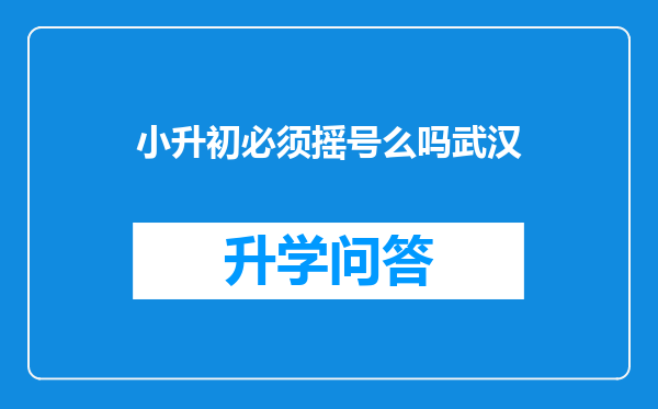 小升初必须摇号么吗武汉