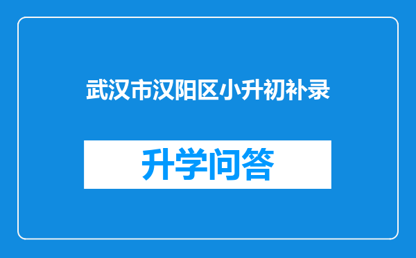武汉市汉阳区小升初补录