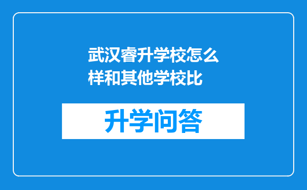 武汉睿升学校怎么样和其他学校比