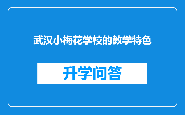 武汉小梅花学校的教学特色