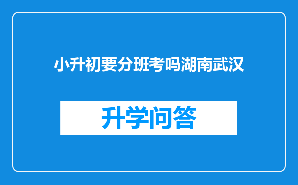 小升初要分班考吗湖南武汉