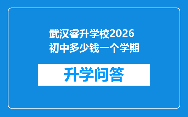 武汉睿升学校2026初中多少钱一个学期