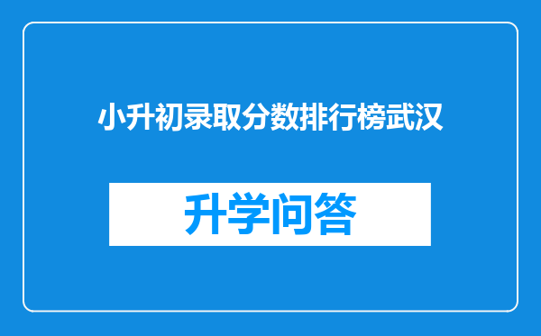 小升初录取分数排行榜武汉