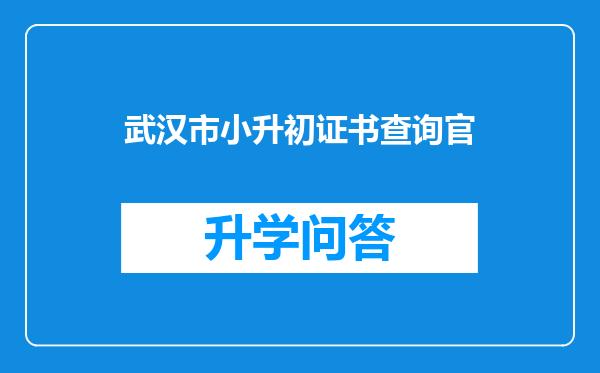 武汉市小升初证书查询官