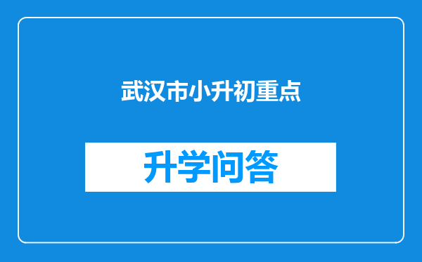 武汉市小升初重点