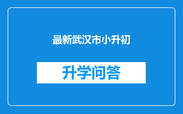 最新武汉市小升初