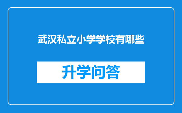 武汉私立小学学校有哪些