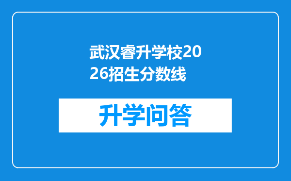 武汉睿升学校2026招生分数线