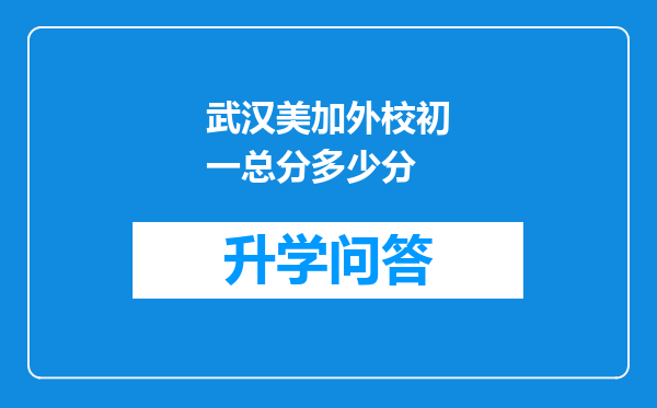 武汉美加外校初一总分多少分