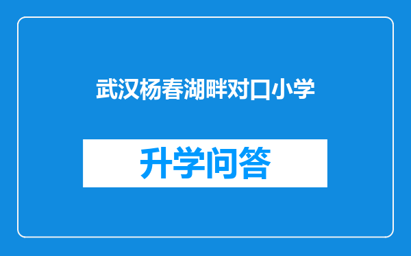 武汉杨春湖畔对口小学