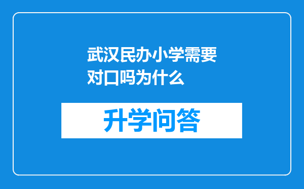 武汉民办小学需要对口吗为什么