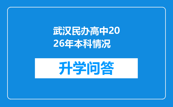 武汉民办高中2026年本科情况