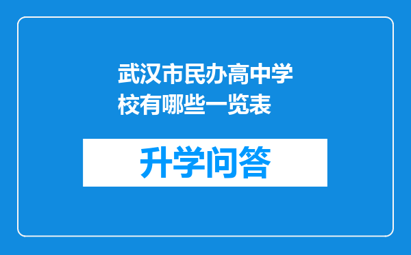 武汉市民办高中学校有哪些一览表