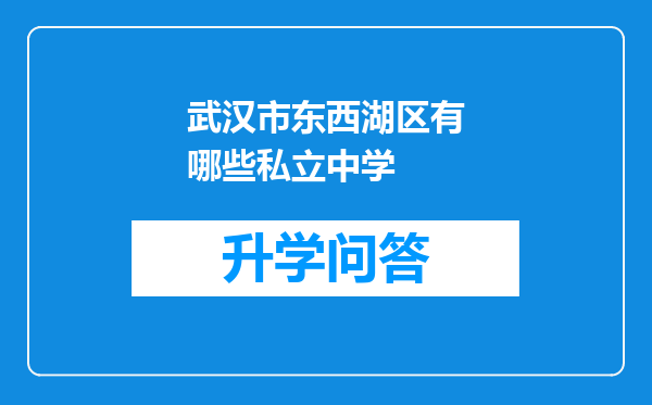 武汉市东西湖区有哪些私立中学