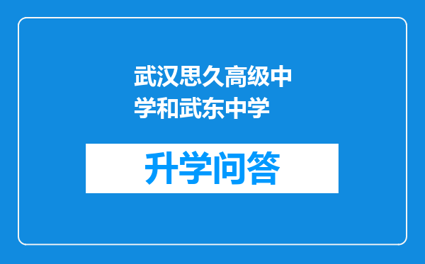 武汉思久高级中学和武东中学