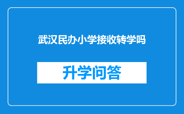 武汉民办小学接收转学吗