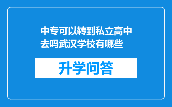 中专可以转到私立高中去吗武汉学校有哪些