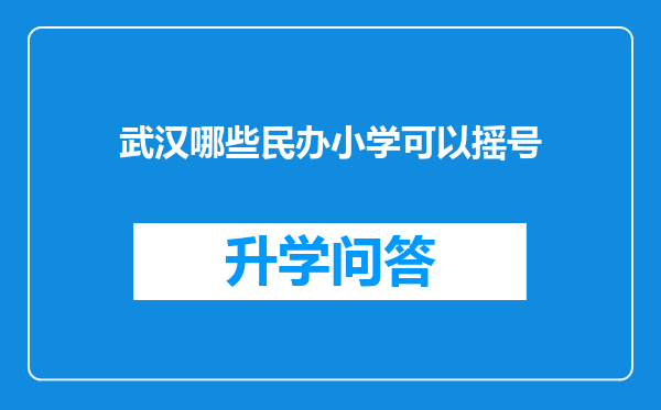 武汉哪些民办小学可以摇号