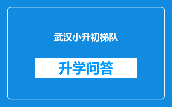 武汉小升初梯队