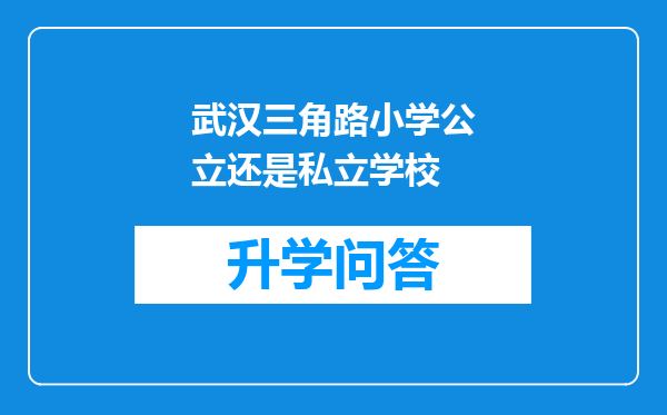 武汉三角路小学公立还是私立学校