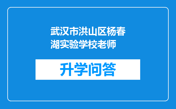 武汉市洪山区杨春湖实验学校老师
