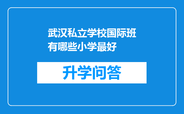 武汉私立学校国际班有哪些小学最好
