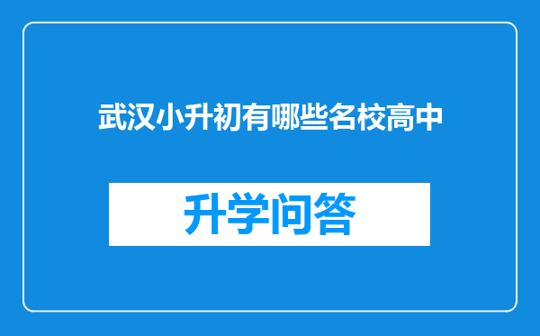 武汉小升初有哪些名校高中