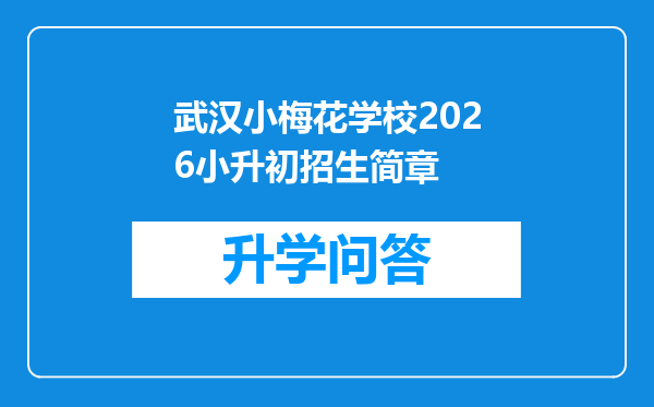 武汉小梅花学校2026小升初招生简章