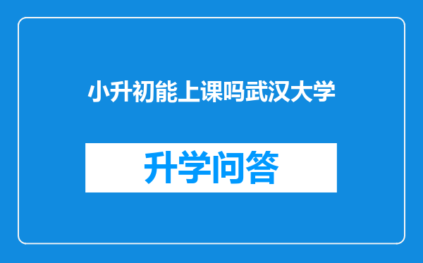 小升初能上课吗武汉大学