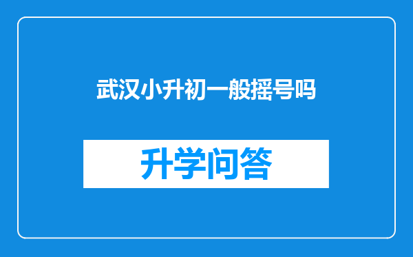 武汉小升初一般摇号吗