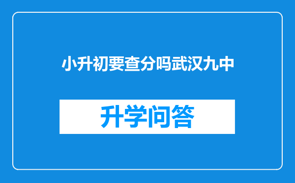 小升初要查分吗武汉九中