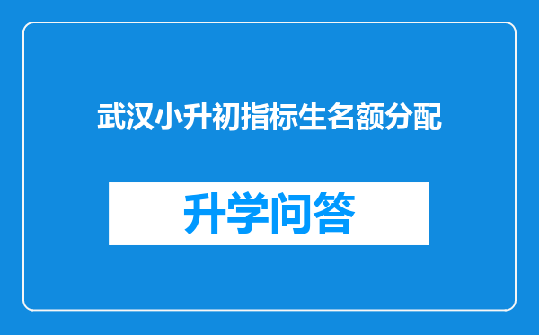 武汉小升初指标生名额分配