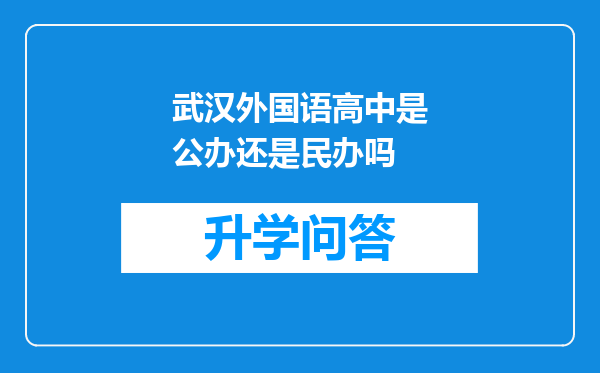 武汉外国语高中是公办还是民办吗