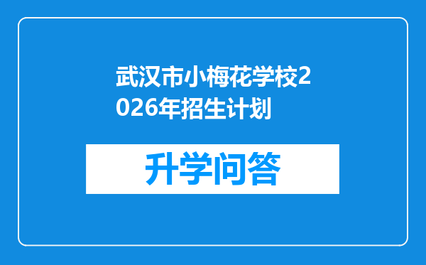 武汉市小梅花学校2026年招生计划