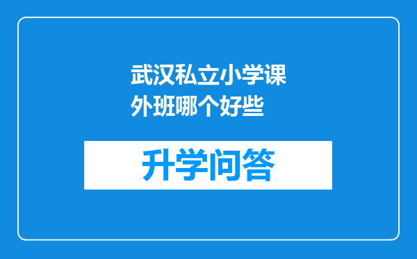 武汉私立小学课外班哪个好些