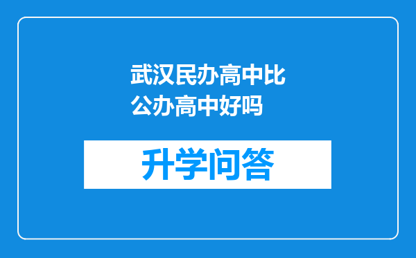 武汉民办高中比公办高中好吗
