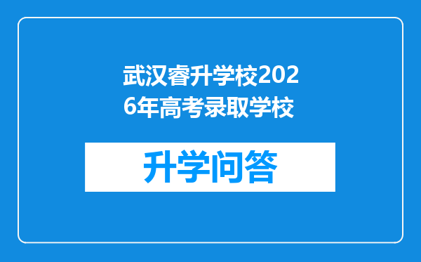 武汉睿升学校2026年高考录取学校