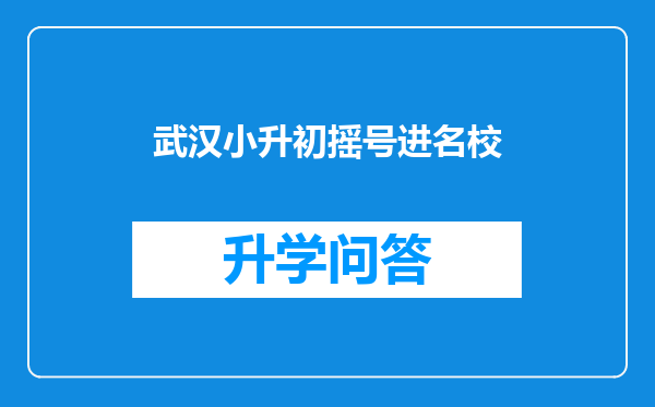 武汉小升初摇号进名校