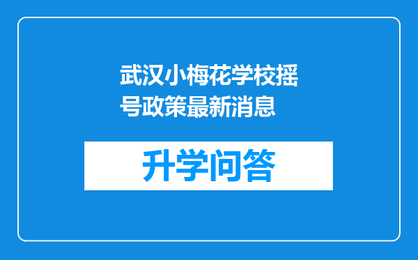 武汉小梅花学校摇号政策最新消息