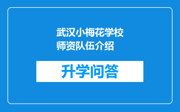 武汉小梅花学校师资队伍介绍