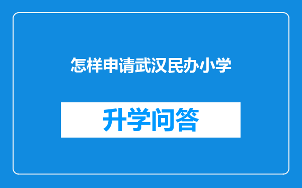 怎样申请武汉民办小学