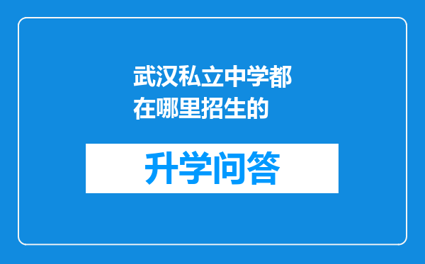 武汉私立中学都在哪里招生的