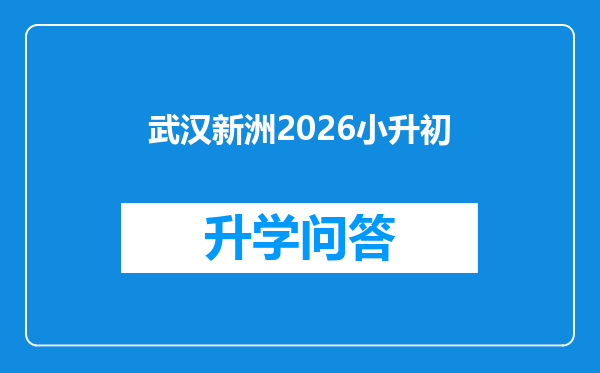 武汉新洲2026小升初