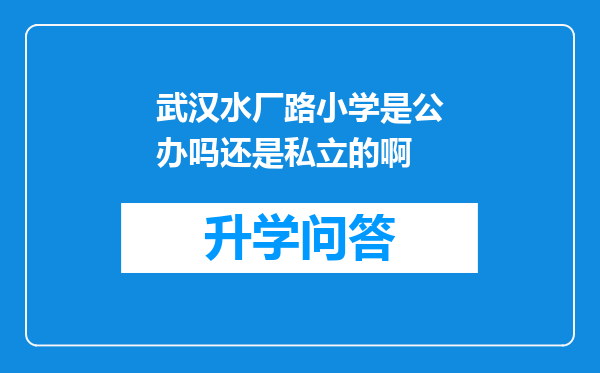 武汉水厂路小学是公办吗还是私立的啊