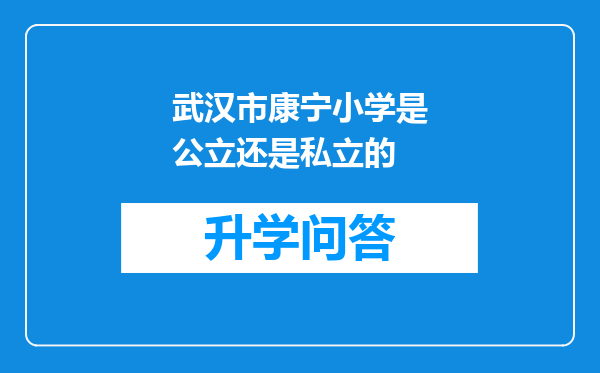 武汉市康宁小学是公立还是私立的